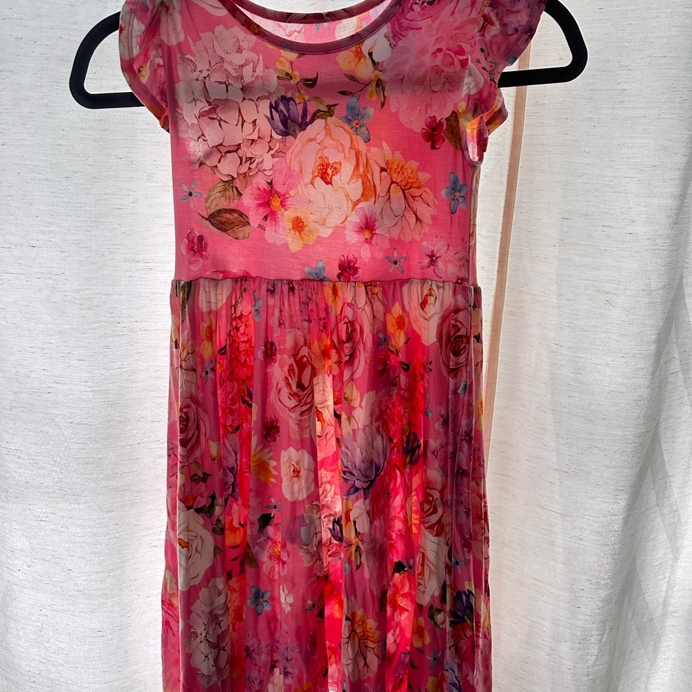 Posh Peanut Pink and Red Flutter Sleeve Sundress